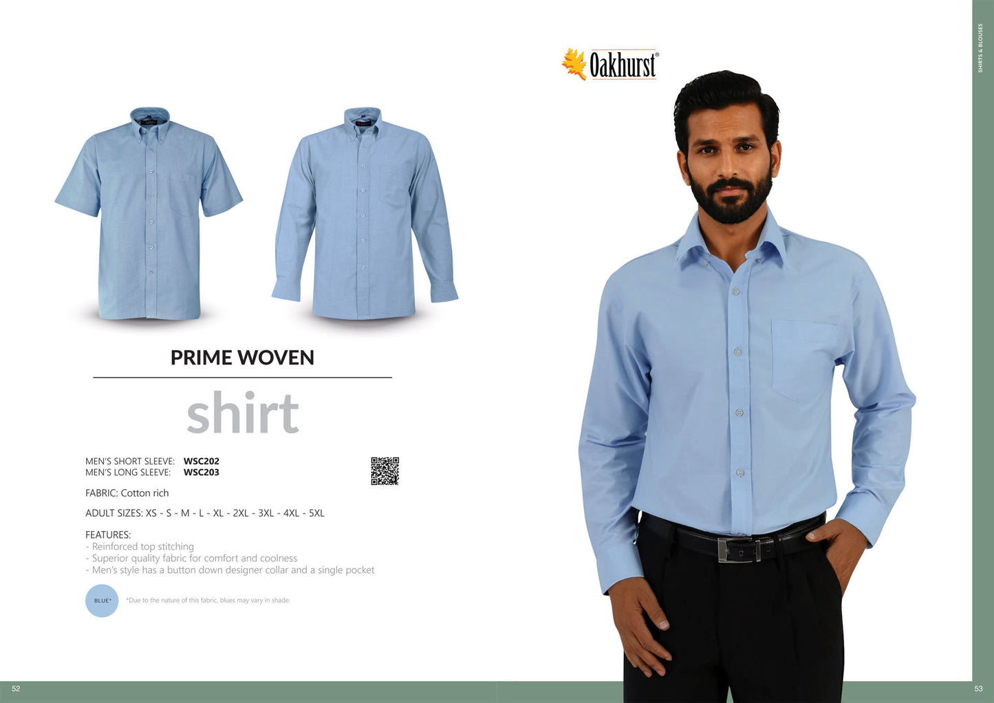 Prime Woven Shirt Long Sleeve-Sky Blue- End Of Range