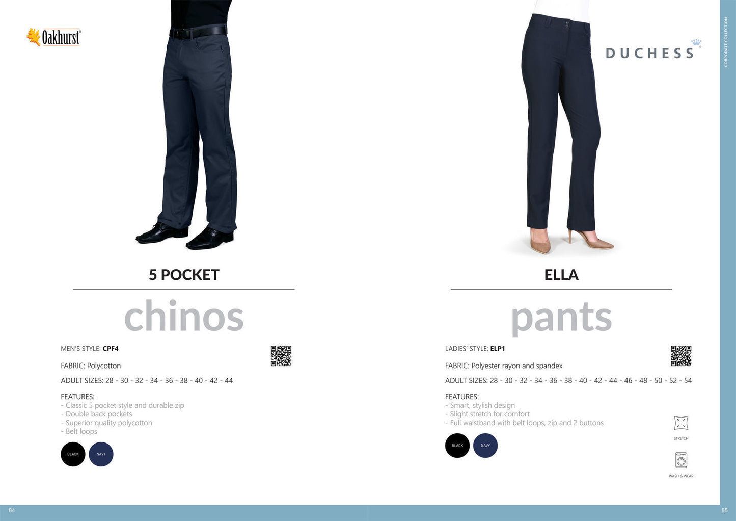5 Pocket Polycotton Chino Pants - Navy - End Of Range
