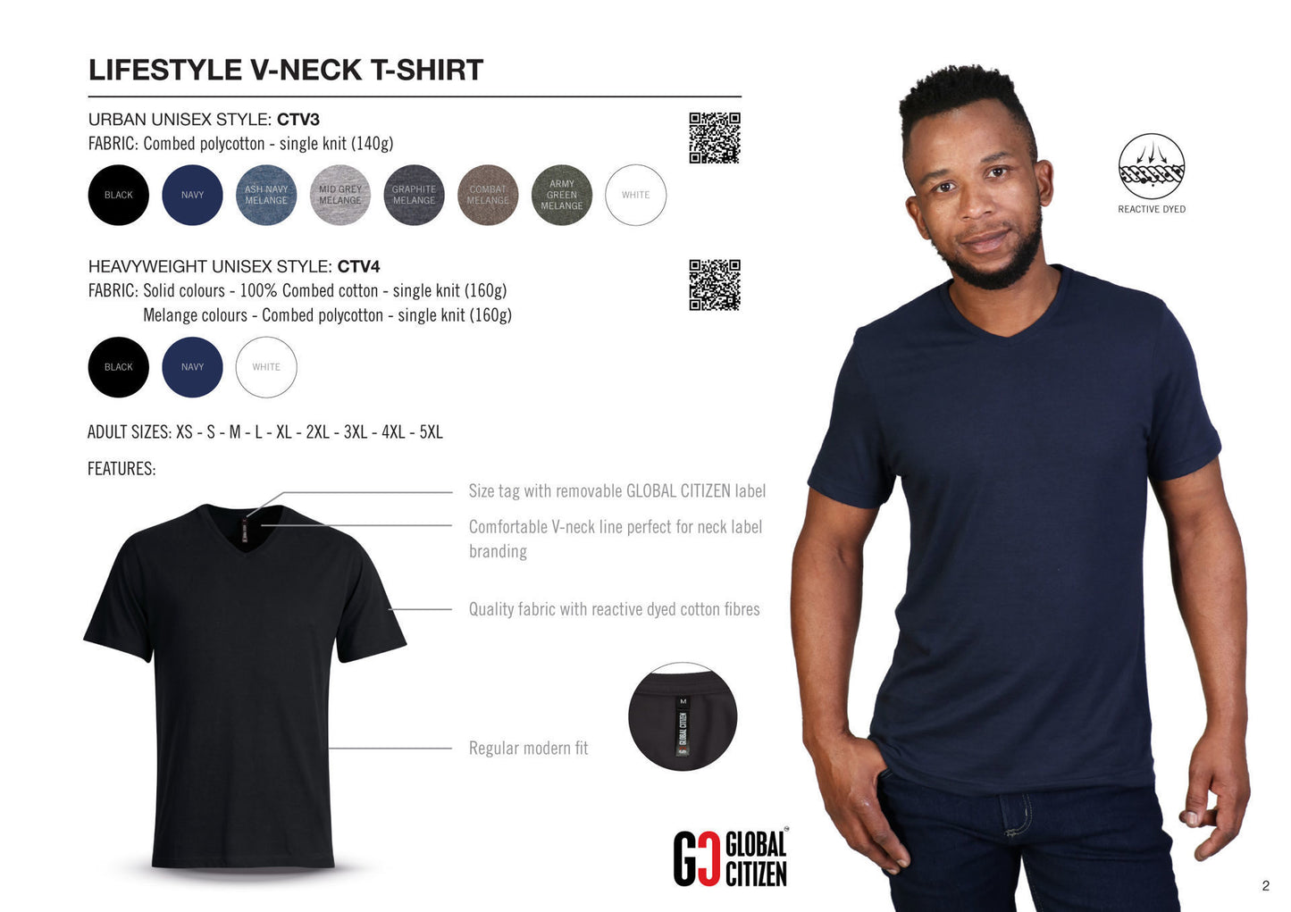 140g Urban Lifestyle V-Neck T-Shirt - Combat Melange - End Of Range