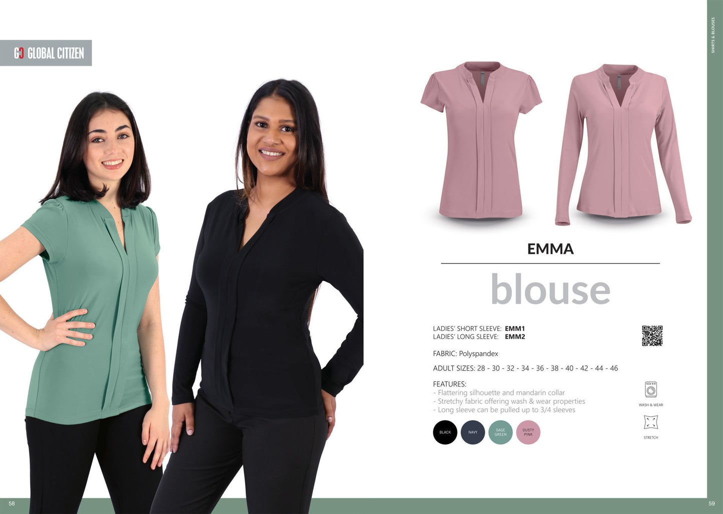 Emma  Blouse - Short Sleeve - Black - End of Range