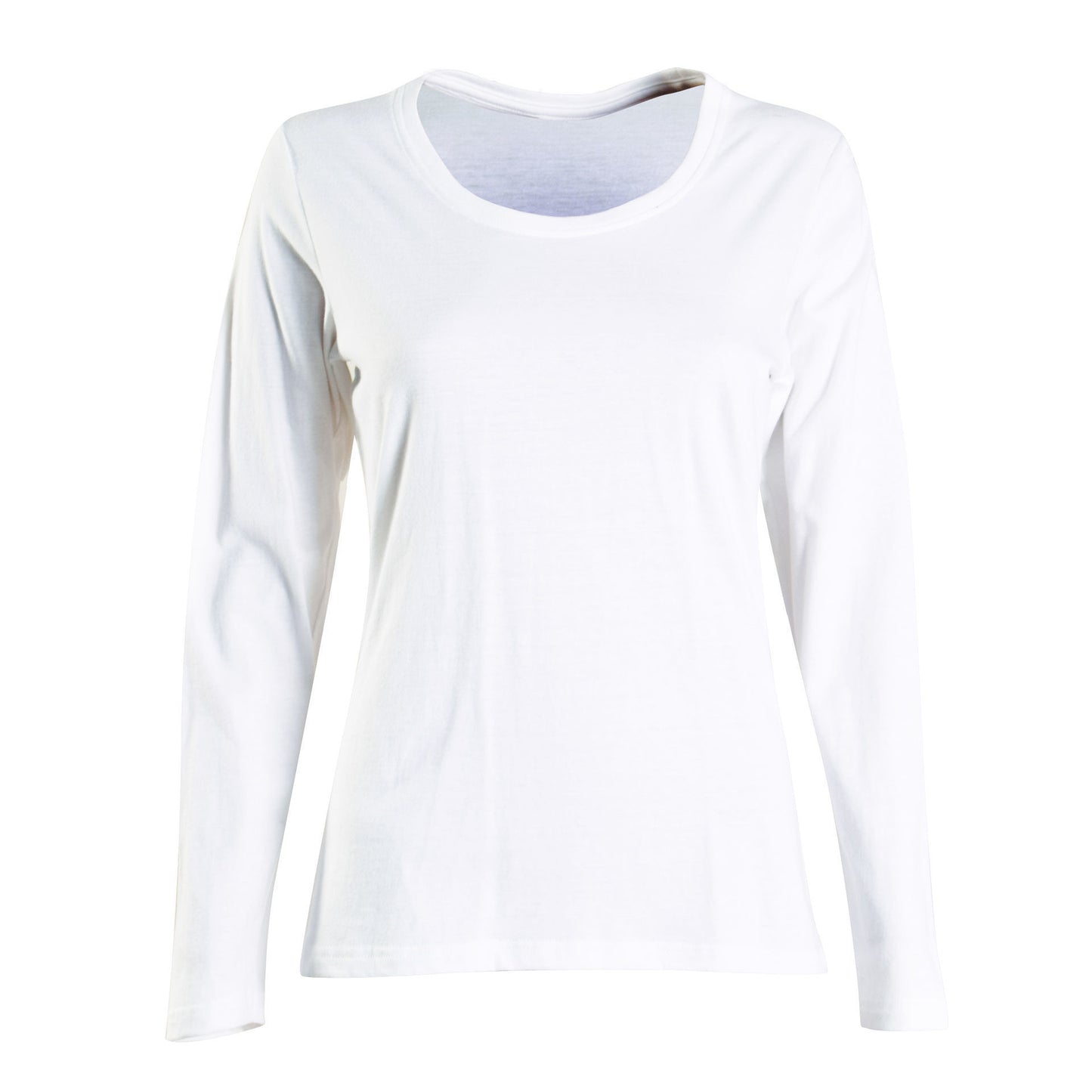 Ladies 150g Fashion Fit T-Shirt - long sleeve -White - End Of Range