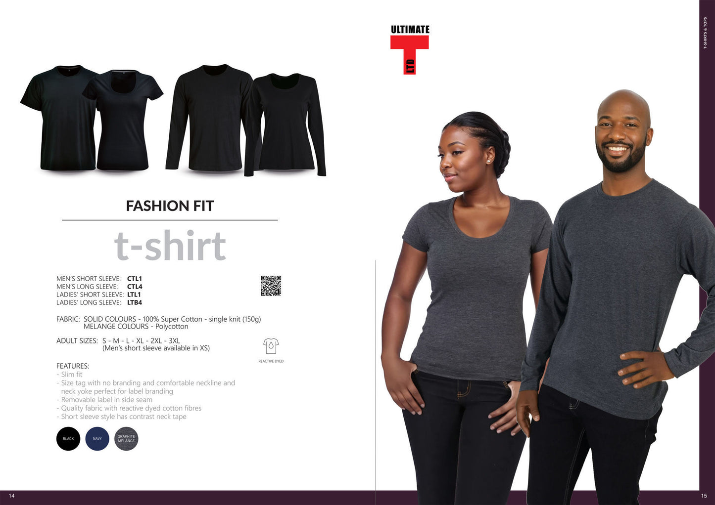 Ladies 150g Fashion Fit T-Shirt - long sleeve -White - End Of Range
