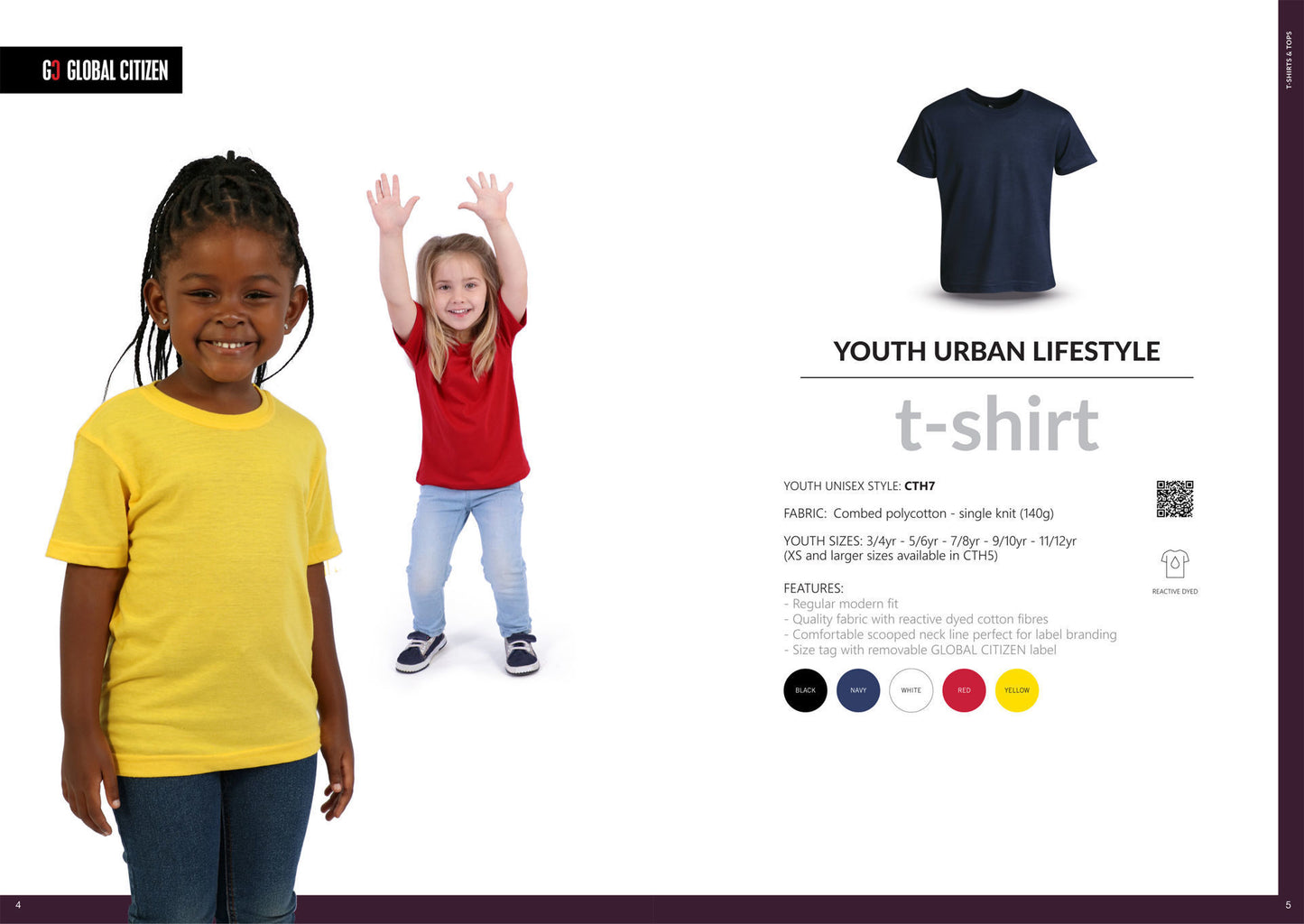 140g Urban Lifestyle Youth T-Shirt - Black - End Of Range