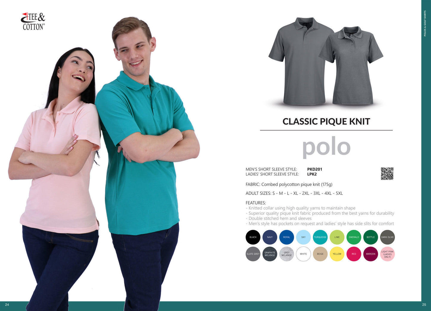 175g Classic Pique Knit Polo - Orange - End Of Range