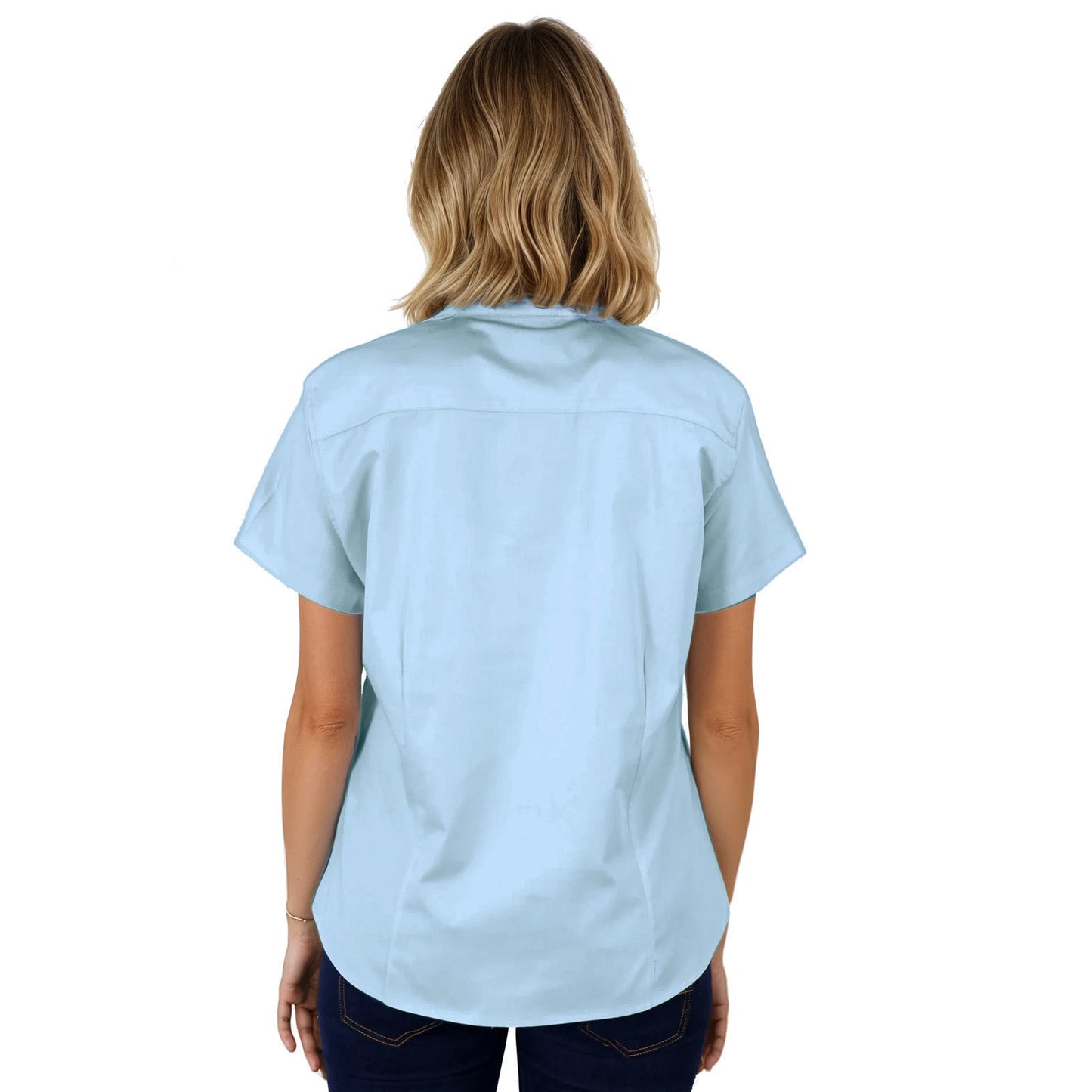 Ladies Classic Woven Shirt Short Sleeve - Sky - End Of Range