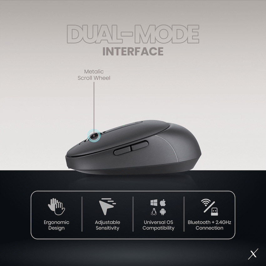 VolkanoX Crater Bluetooth Wireless Mouse - Graphite