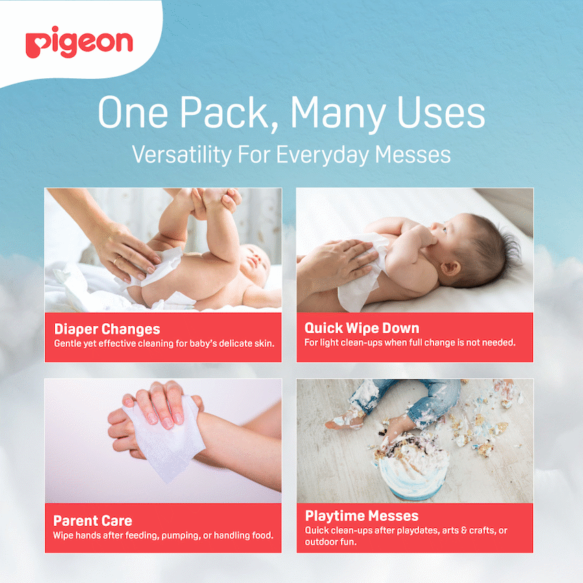 PIGEON AQUA BABY WIPES 70's FLIPTOP  3-IN-1