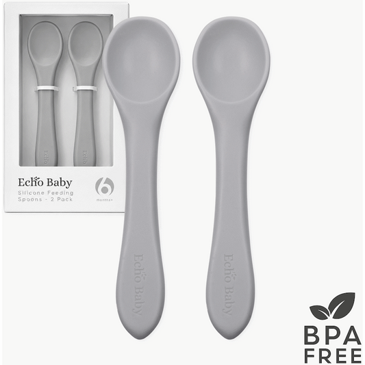 Echo Baby Silicone Feeding Spoons 2-Pack - Stone
