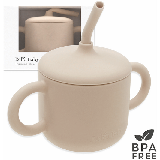 Echo Baby Silicone Training Cup with Straw - Ivory