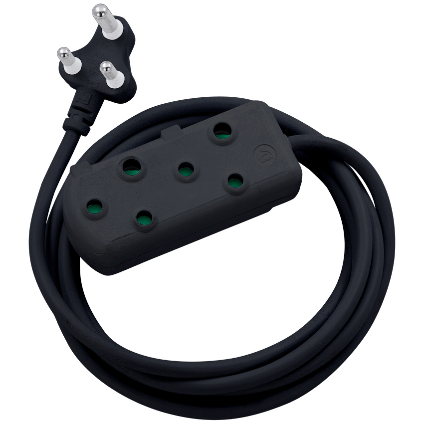 SWITCHED Heavy DUTY Side By Side(SBS) EXTENSION LEADS 3M - BK