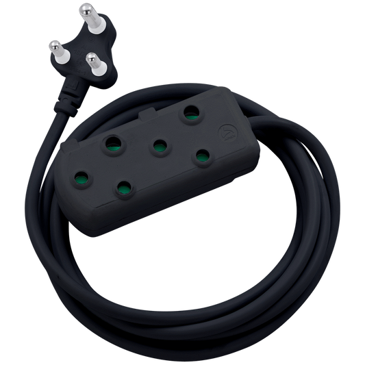 SWITCHED Heavy DUTY Side By Side(SBS) EXTENSION LEADS 3M - BK