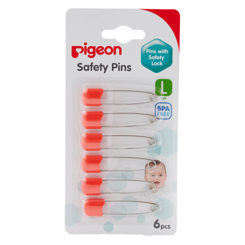Pigeon Safety Pin (L) 6 Pcs/Card