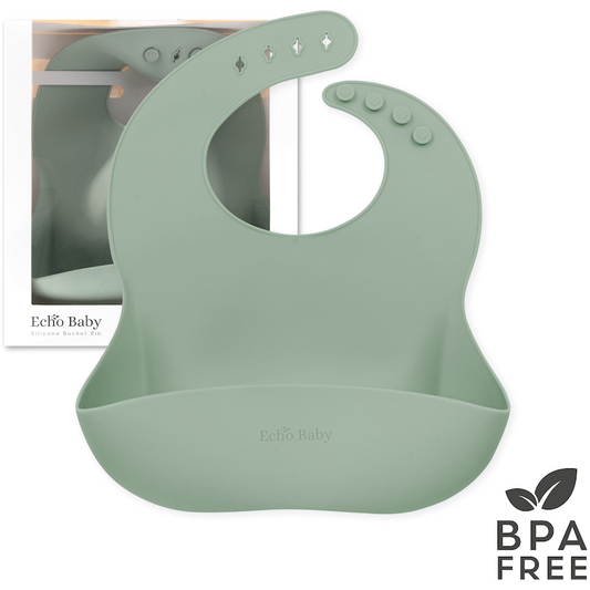 Echo Baby Silicone Bucket Bib - Sage
