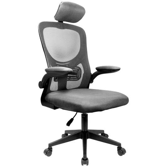 Everfurn Kira High Back Office Chair with Headrest - Grey with Black Frame