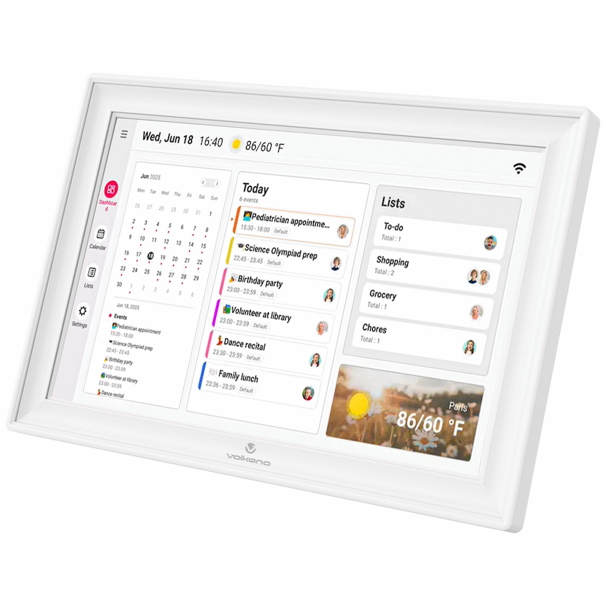 Volkano Agenda Series Smart Calendar and Digital Photo Frame 15.6" - White