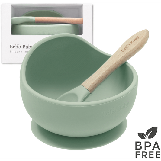 Echo Baby Silicone Suction Bowl and Spoon Set - Sage