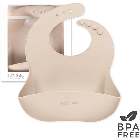 Echo Baby Silicone Bucket Bib - Ivory