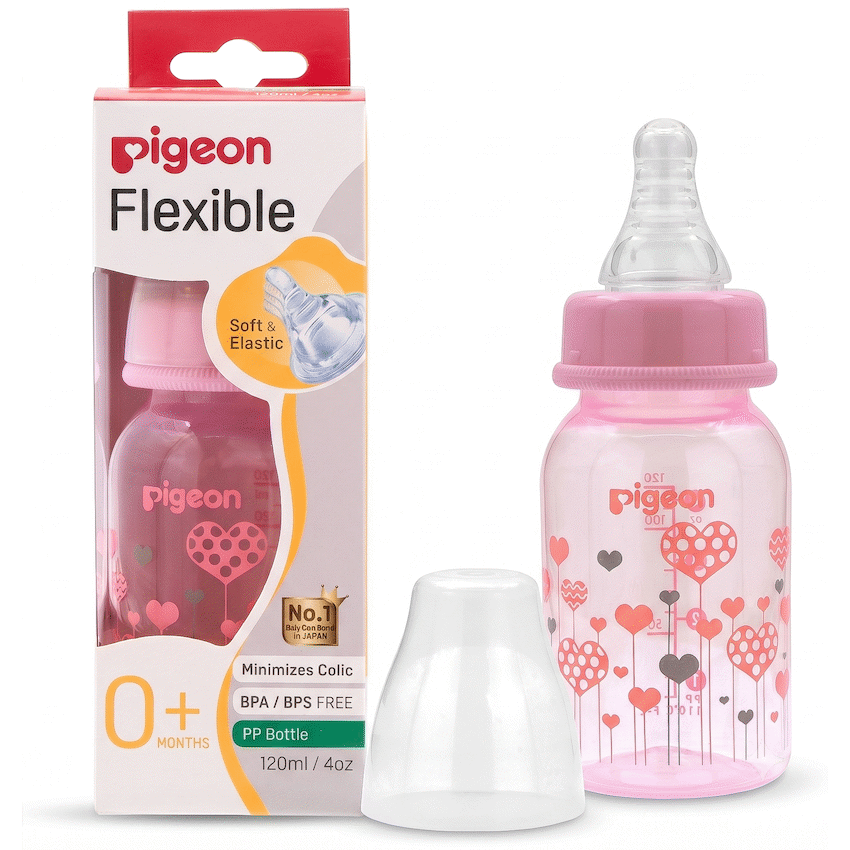 Pigeon Flexible Bottle STD Neck - Pink - 120ml