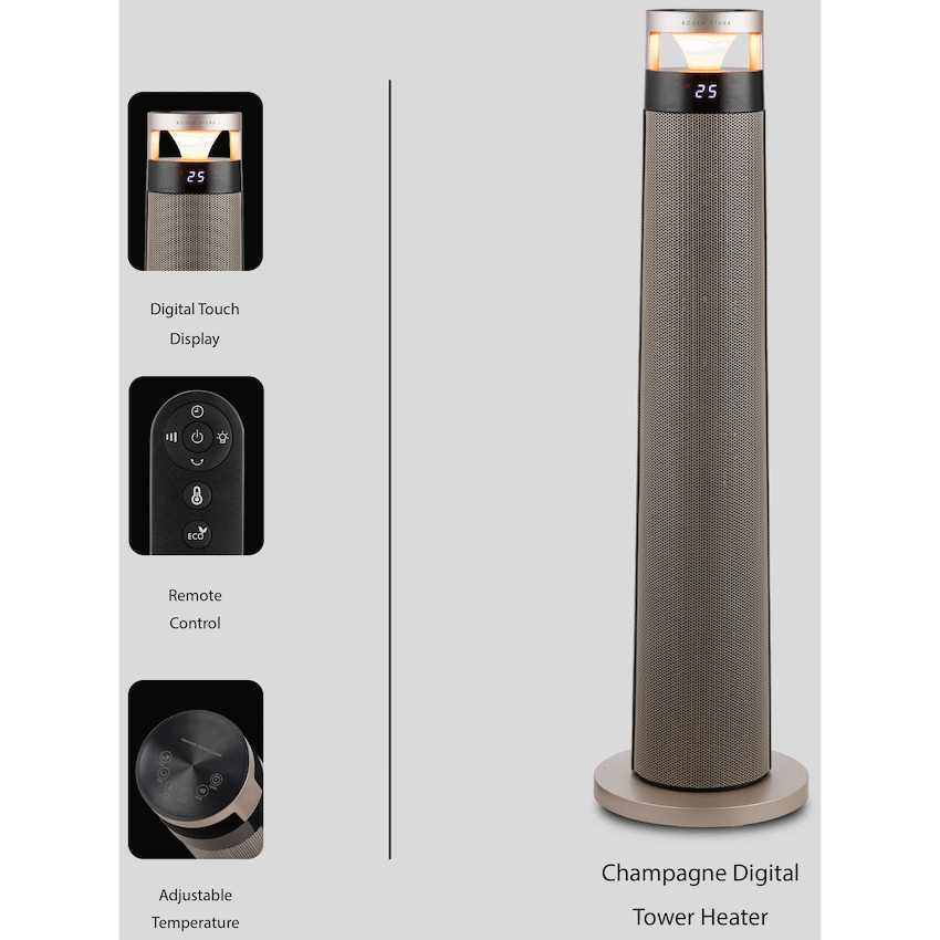 Boden Stark Tower Heater Night Light - Champagne