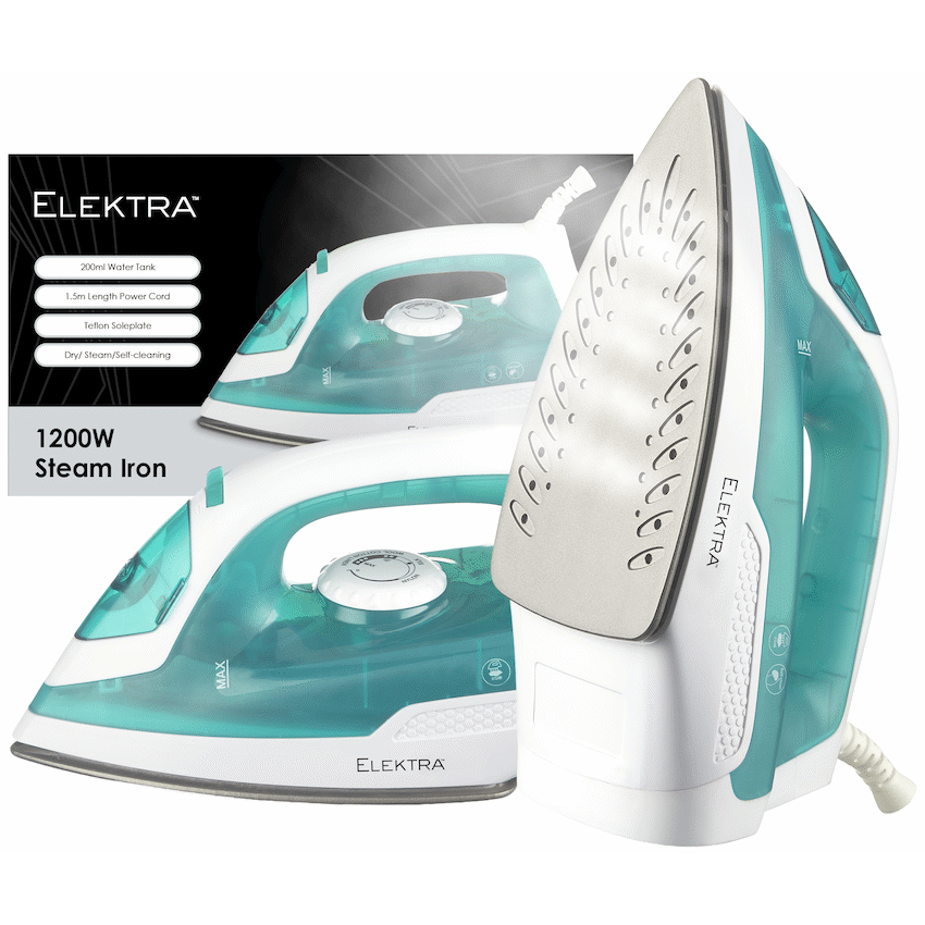 Elektra 1200W Steam Iron - Green