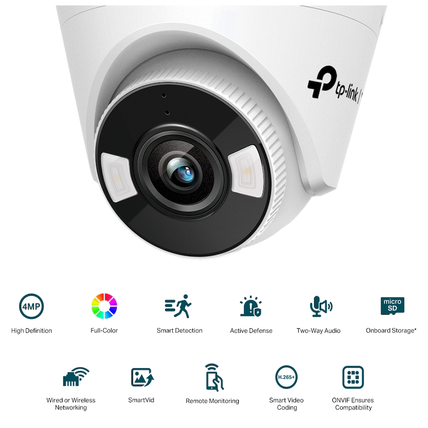 TP-Link Vigi C440-W 4MP 4mm Full-Color Wi-Fi Turret Network Camera