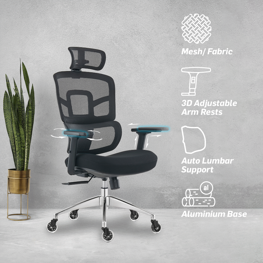 Everfurn Premium Graphite Ergo High Back Chair - Black