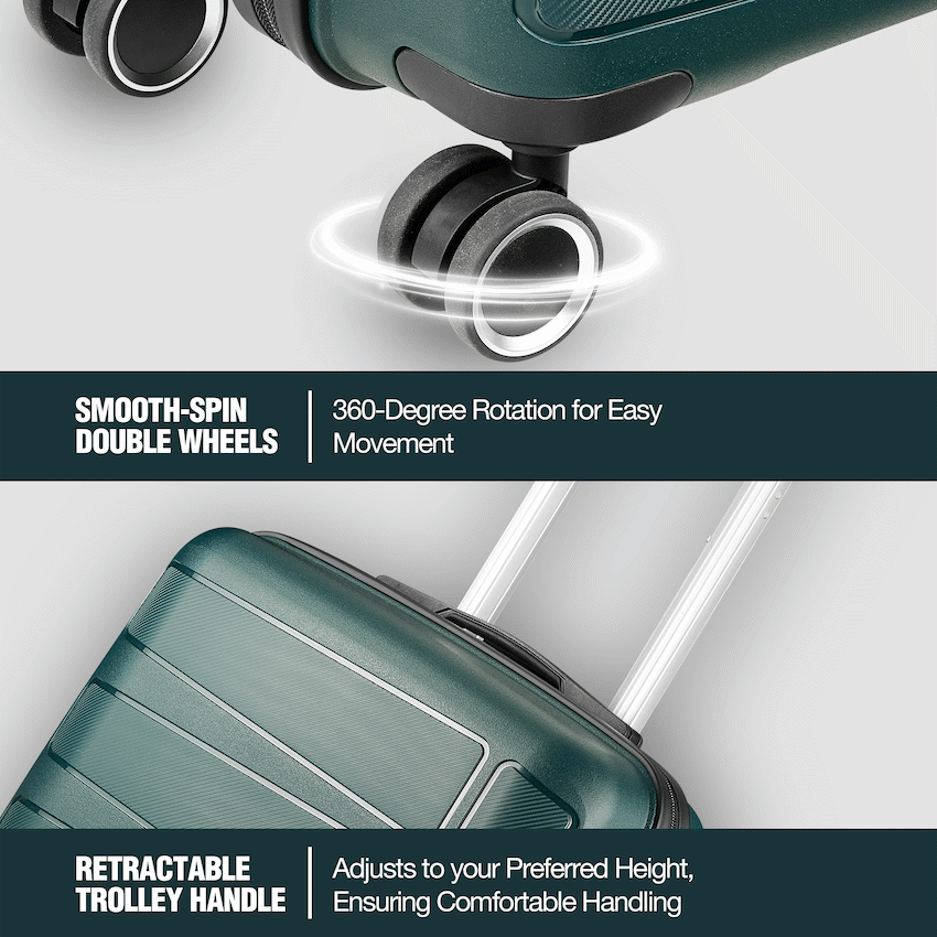 Travelwize Tourer PP 3Pc 4-wheel Spinner Luggage Set Petrol