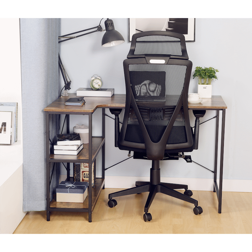 Everfurn Anthony L-Shaped Corner Work Desk - Steel Frame