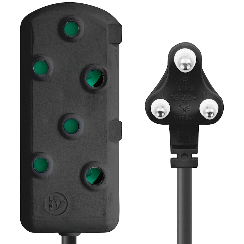 SWITCHED Light DUTY Side by Side (SBS) EXTENSION LEADS 10M - BK