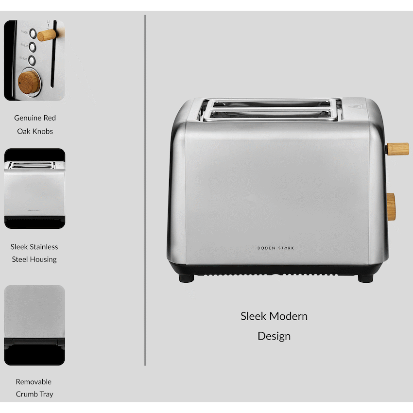 Boden Stark Anson Collection 2-Slice Stainless Steel Toaster
