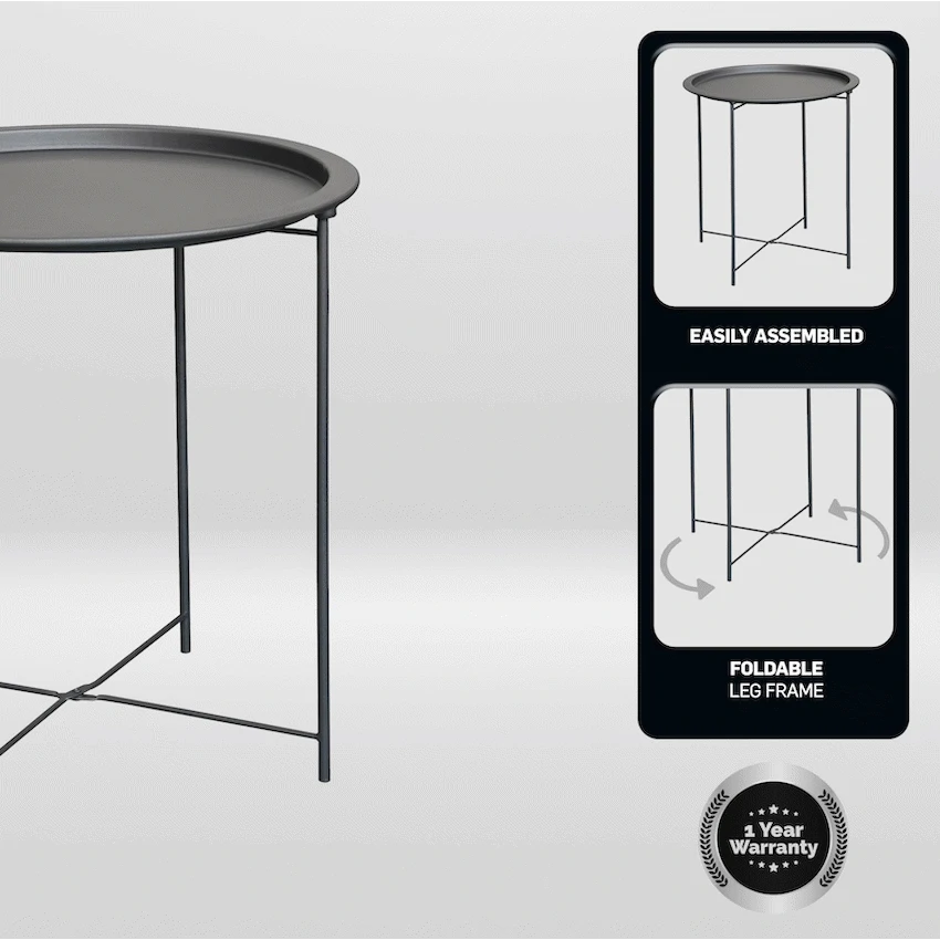 Everfurn Nala Side Table Black, Painted MDF, Steel Frame, 2 Pack