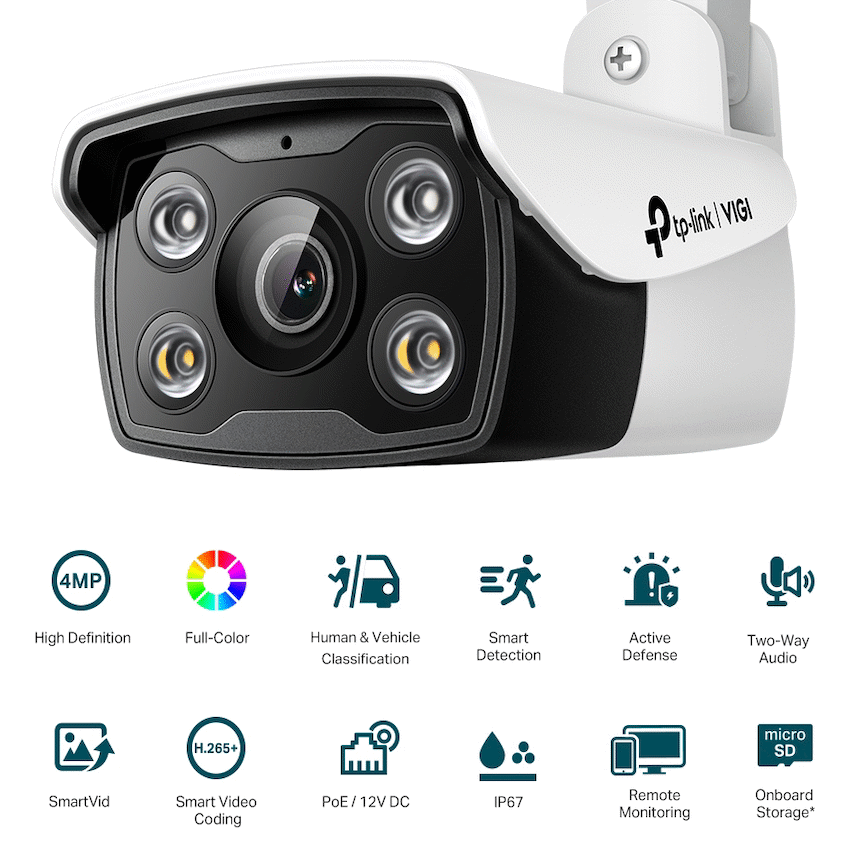 TP-Link Vigi C340 4MP 2.8mm Outdoor Full-Color Bullet Network Camera