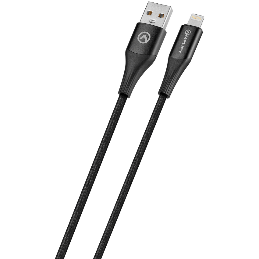Amplify Linked Series USB-A to Lightning Braided Cable - Black 1m