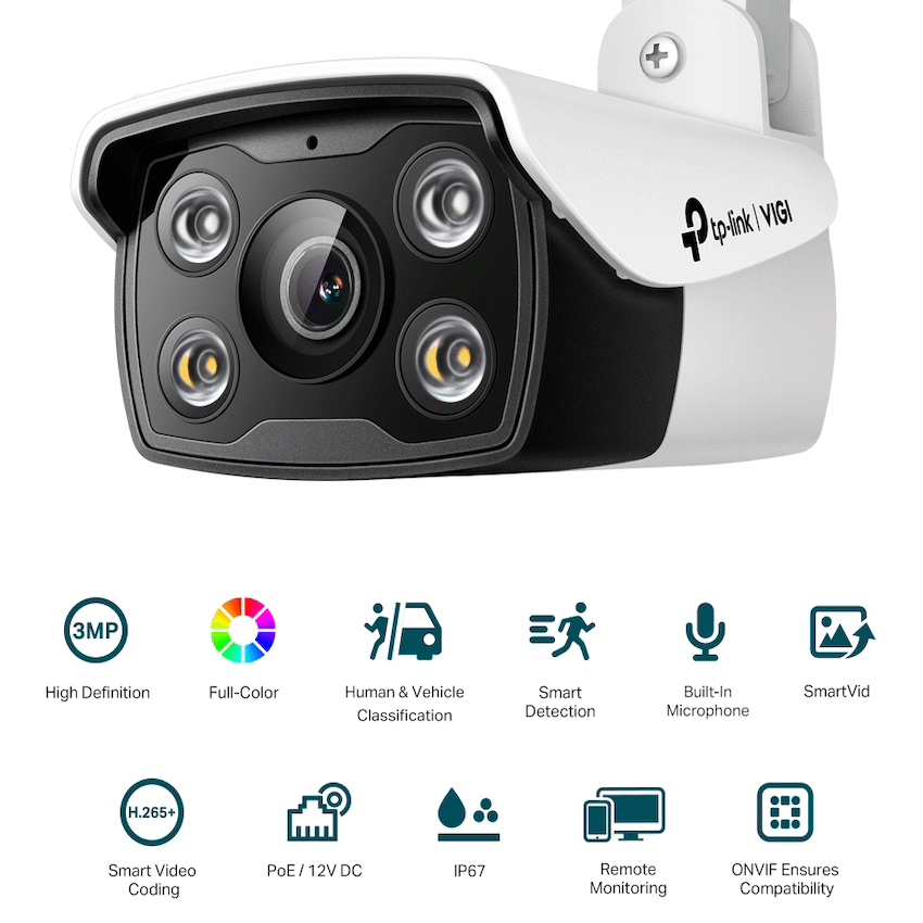 TP-Link Vigi C330 3MP 2.8mm Outdoor Full-Color Bullet Network Camera