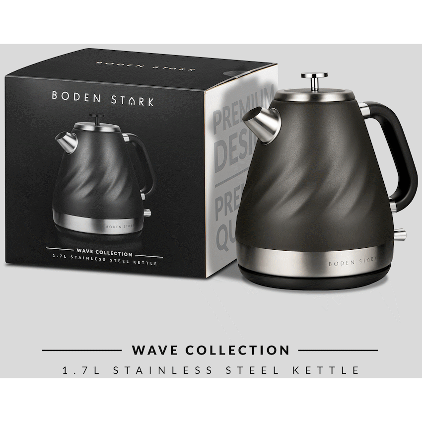 Boden Stark 1.7l Stainless Steel Kettle - Charcoal