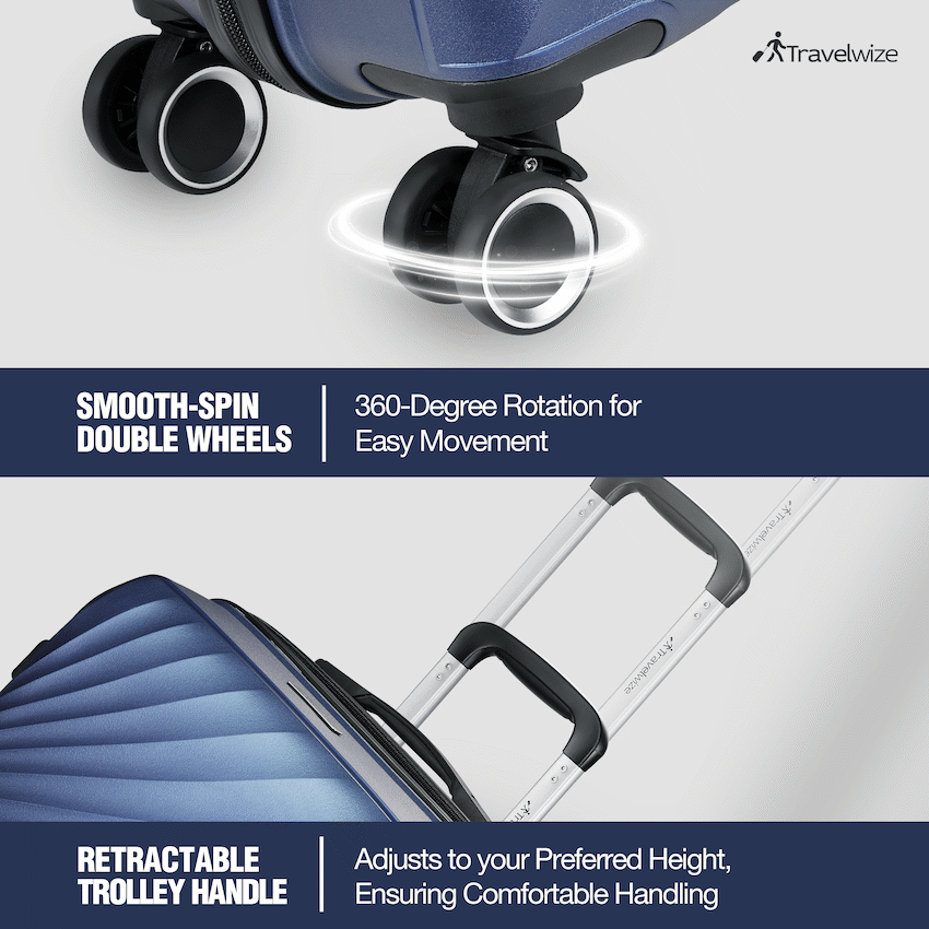 Travelwize Quartz PP 55cm 4-Wheel Spinner Luggage - Navy