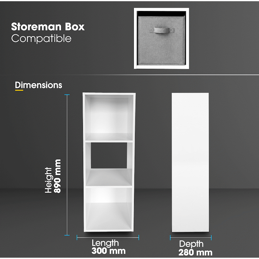 Everfurn Grayscale 3 Tier Bookshelf White, High Pressure Laminate