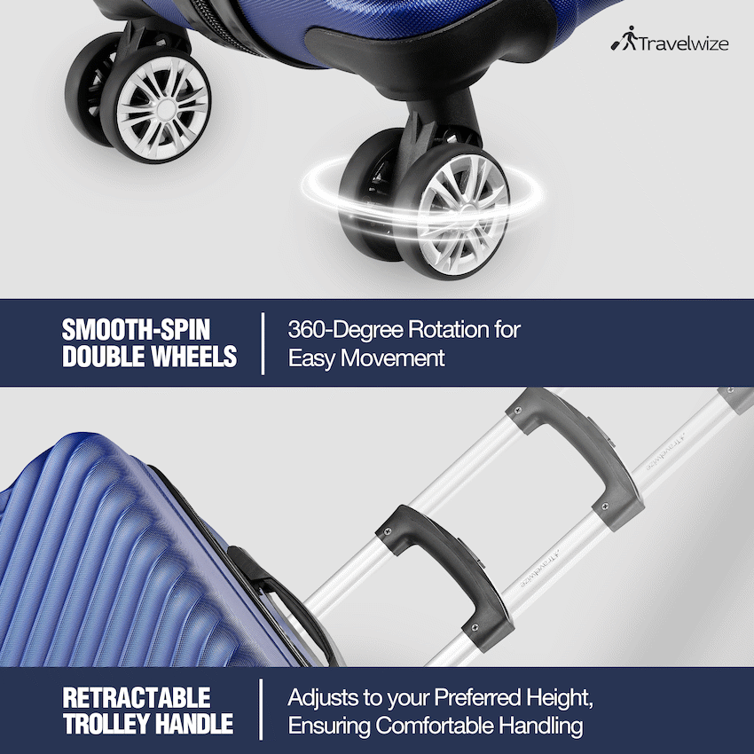 Travelwize Astra ABS 77cm 4-Wheel Spinner Luggage - Navy
