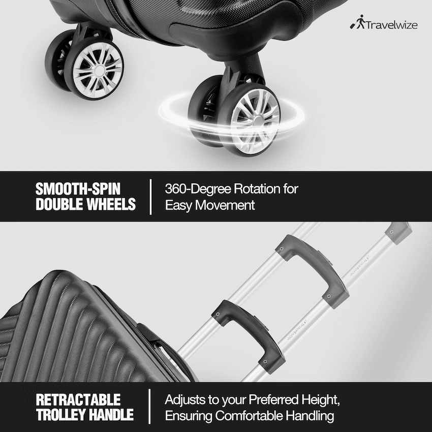 Travelwize Astra ABS 67cm 4-Wheel Spinner Luggage - Black