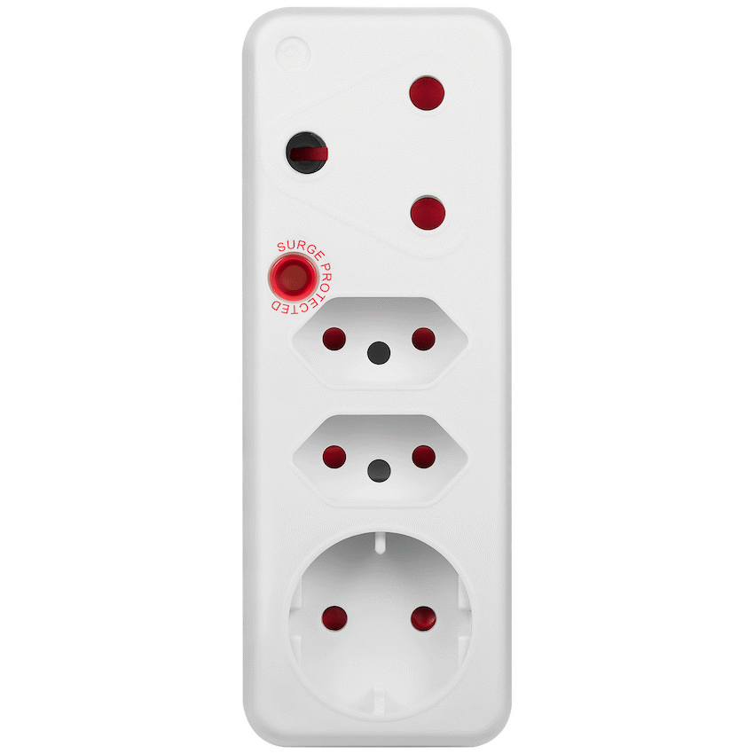 Ellies 4-Way Surge Adaptor with Schuko - WT