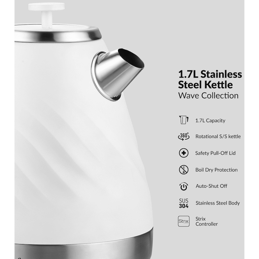Boden Stark 1.7l Stainless Steel Kettle - White
