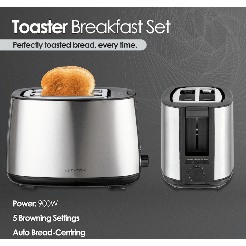 Elektra Kettle and Toaster Breakfast Set - Stainless Steel