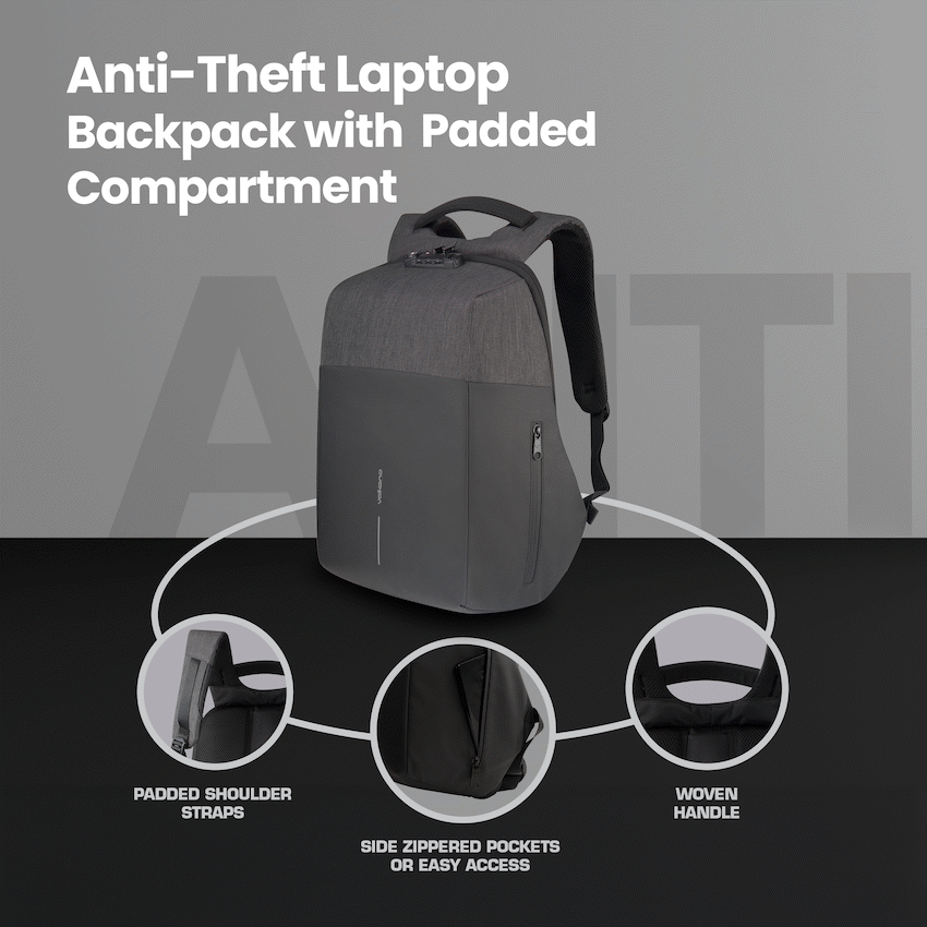 Volkano Smart Deux Laptop Backpack - Black/Charcoal