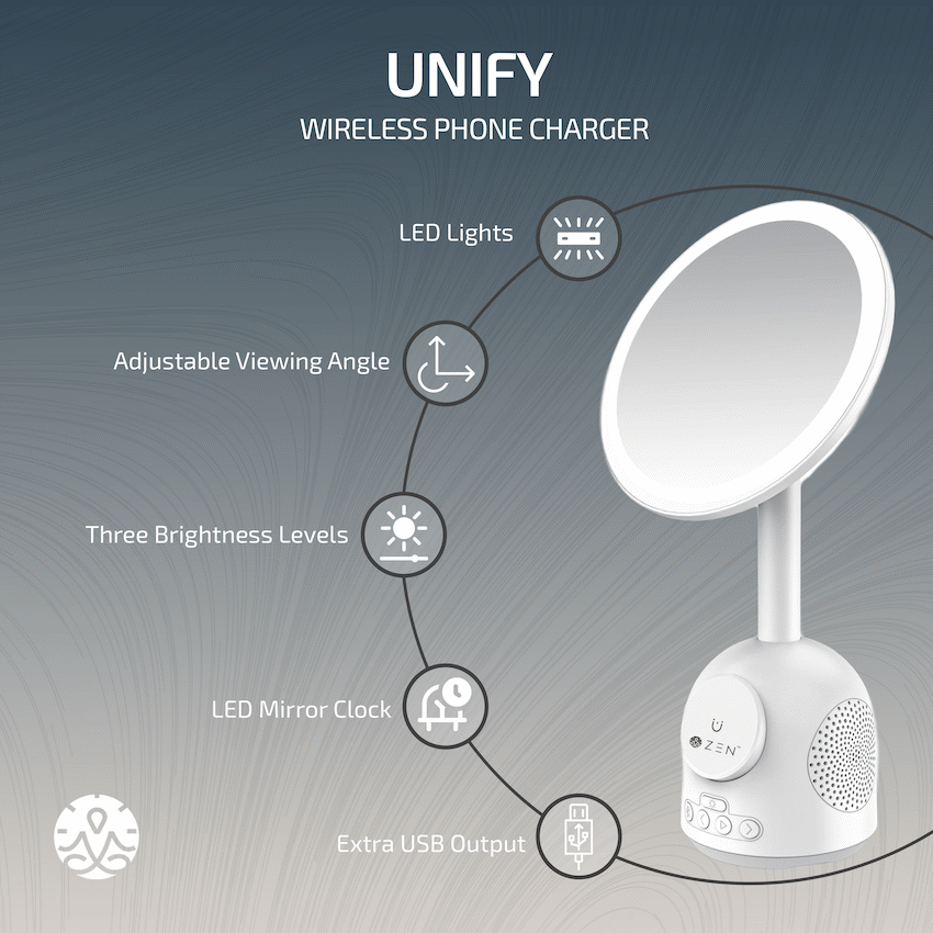 ZEN Unify Series Wireless Phone Charger with Bluetooth Speaker - White