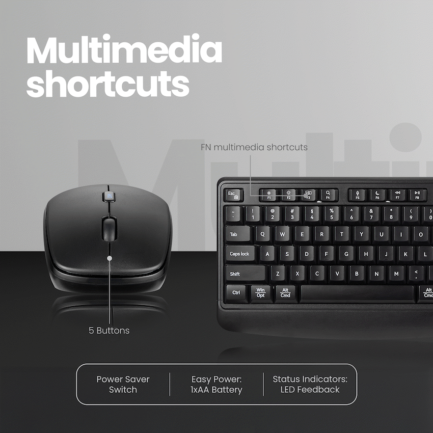 Volkano Onyx Keyboard and Mouse Combo With Dual mode BT
