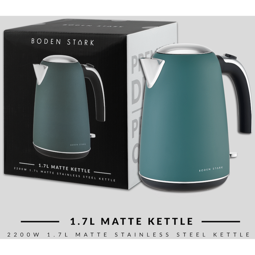 Boden Stark 1.7L Matte Stainless-Steel Kettle - Green