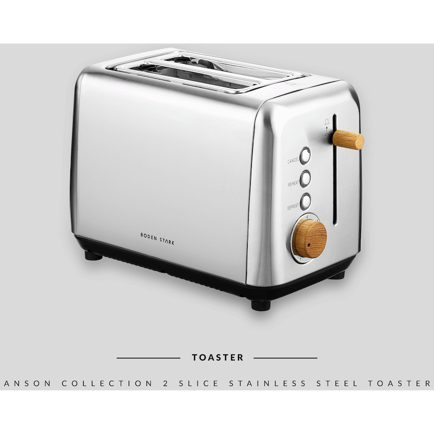 Boden Stark Anson Collection 2-Slice Stainless Steel Toaster