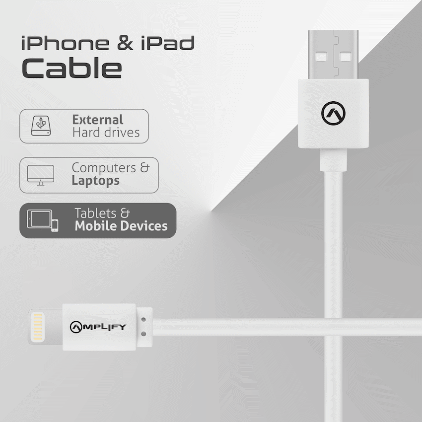 Amplify Lightning Charging Cable for iPhone & iPad - White