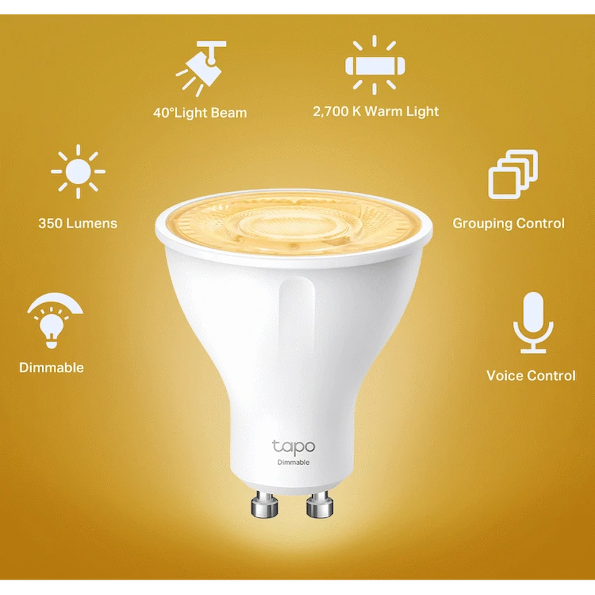 TP-Link Tapo L610 2.9 Smart Wi-Fi Bulb 2.9W Warm White, Dimmable, GU10