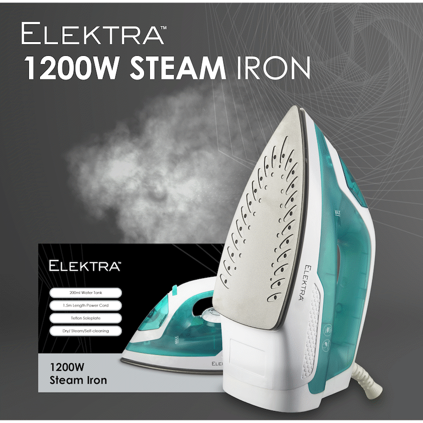 Elektra 1200W Steam Iron - Green